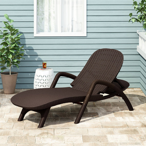 English Elm Christopher Knight Home® - MIKAEL Chaise Lounge Dark Brown Polypropylene 3D Wicker Weather-Resistant Handcrafted Outdoor Seating 68020.00DBRN