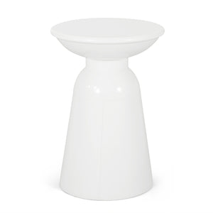 English Elm Outdoor Powder-coated Iron Pedestal Side Table for Patio and Lounge Spaces White 73615.00WHI