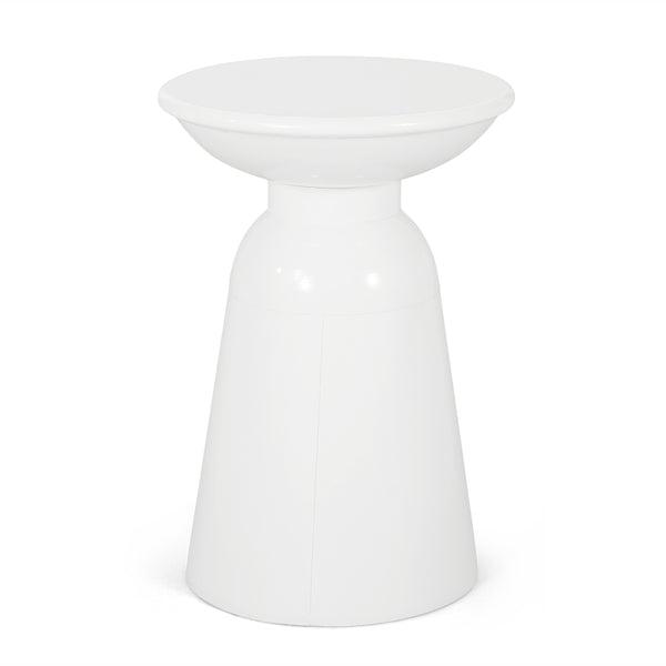 English Elm Outdoor Powder-coated Iron Pedestal Side Table for Patio and Lounge Spaces White 73615.00WHI