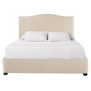 Bernhardt Bernhardt Graham Camelback Upholstered Bed With Nailhead Trim, Espresso Feet, Transitional Elegance K1580