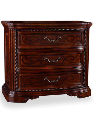 A.R.T. Furniture Valencia Nightstand With Hidden Storage & Charging Station - Traditional Tuscan Style, 3 Drawers Brown, Brown Radiata Solids,White Oak,Walnut And Pine Veneers,Metal 209140-2304