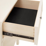Homelegance By Top-Line Amos White Finish Beige Linen Drawer 1-Drawer Nightstand White Wood