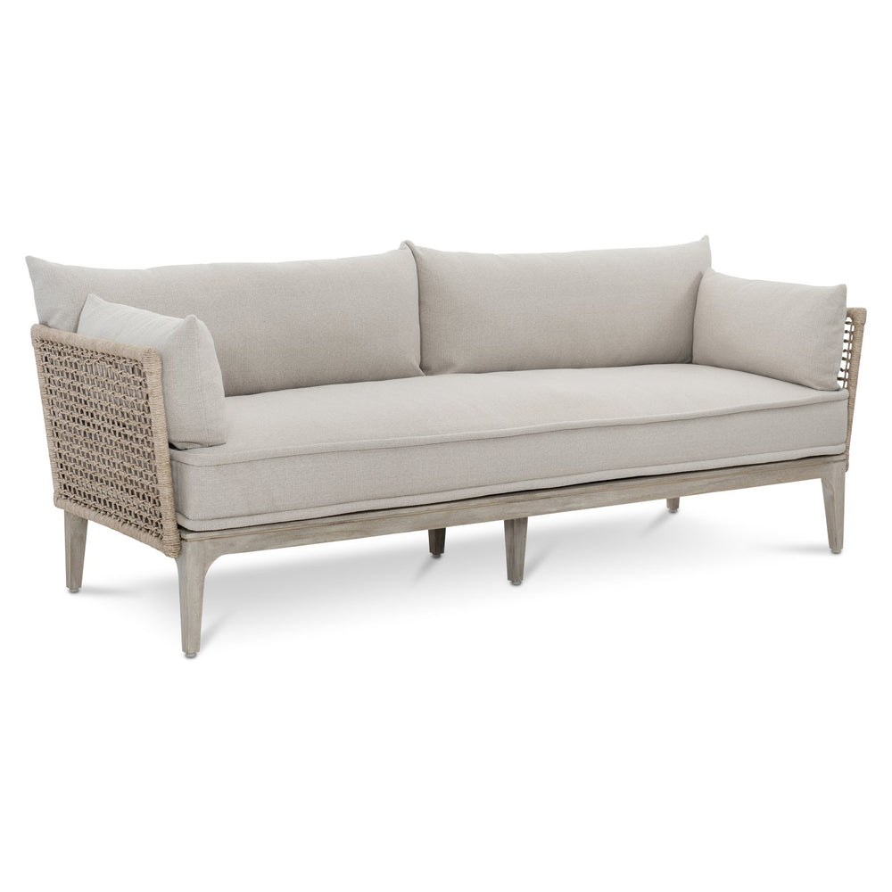 Bernhardt Bernhardt Catalonia Outdoor Sofa — Sun‑Washed Teak & Twisted Abaca Wicker, Performance Fabric, Customizable Comfort - Made to Order O1507A