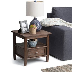 English Elm Warm Shaker 20-Inch Solid Wood End Table In Farmhouse Brown – Stylish Storage For Any Space B136P159703-GIGA