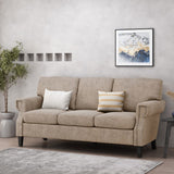 Christopher Knight Home® - Noble House - Burkehaven Contemporary Fabric 3 Seater Sofa with Nailhead Trim