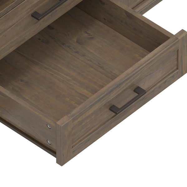 English Elm Ela 72" TV Media Stand Smoky Brown – Solid Wood, Extra-Wide for Up to 80" TVs, X-Shaker Doors, Cord Management B136P158606