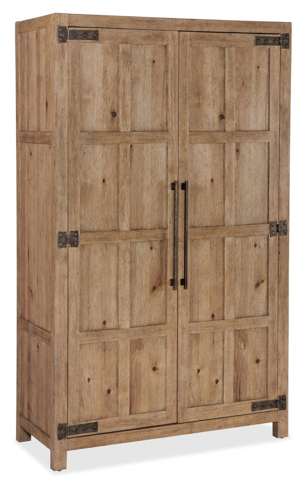 Hooker Furniture Vineyard Pecky Hickory Wardrobe In Sonoma Finish With Mirror Doors, Felt-Lined Drawers & Rustic Hardware 6952-90213-80