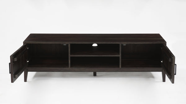 Porter Designs Porter Fall River Solid Sheesham Wood Tv Stand - Contemporary Chic Design In Black Walnut Finish Gray Wood 06-117-03-4421