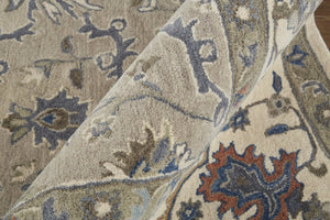 Feizy Rugs Rylan Hand-tufted Wool Rug - Elegant Floral Design With Cool Hues For A Transitional Home Aesthetic Taupe,Ivory,Blue Wool Ryl8640fgry000c00