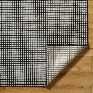 Damier DMI-2300 9' x 12' Handmade Rug DMI2300-912  Cream, Black Surya