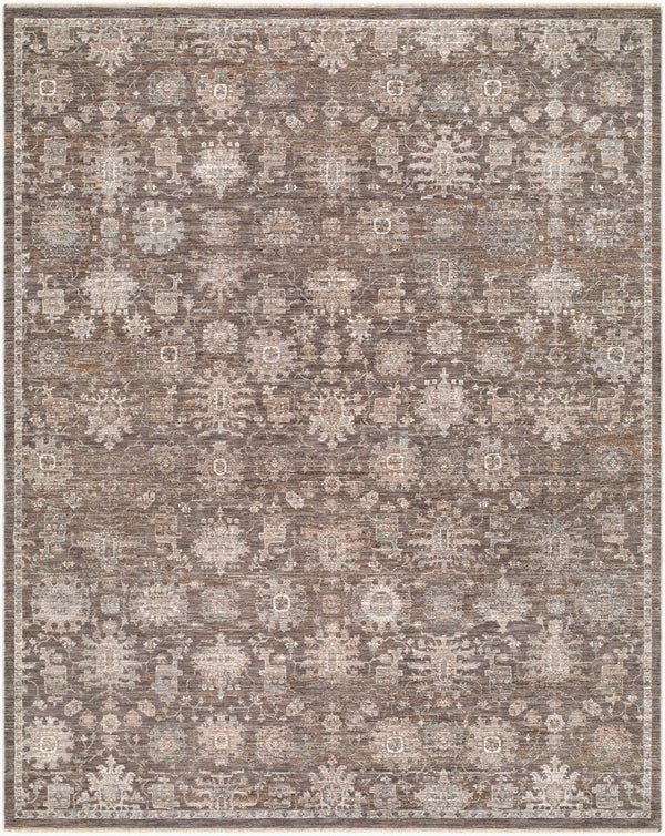 Livabliss Demre Traditional Fringe Area Rug Machine Woven Polyester for Living and Dining Rooms Charcoal, Brown 7'10" x 10' DMM2305-71010