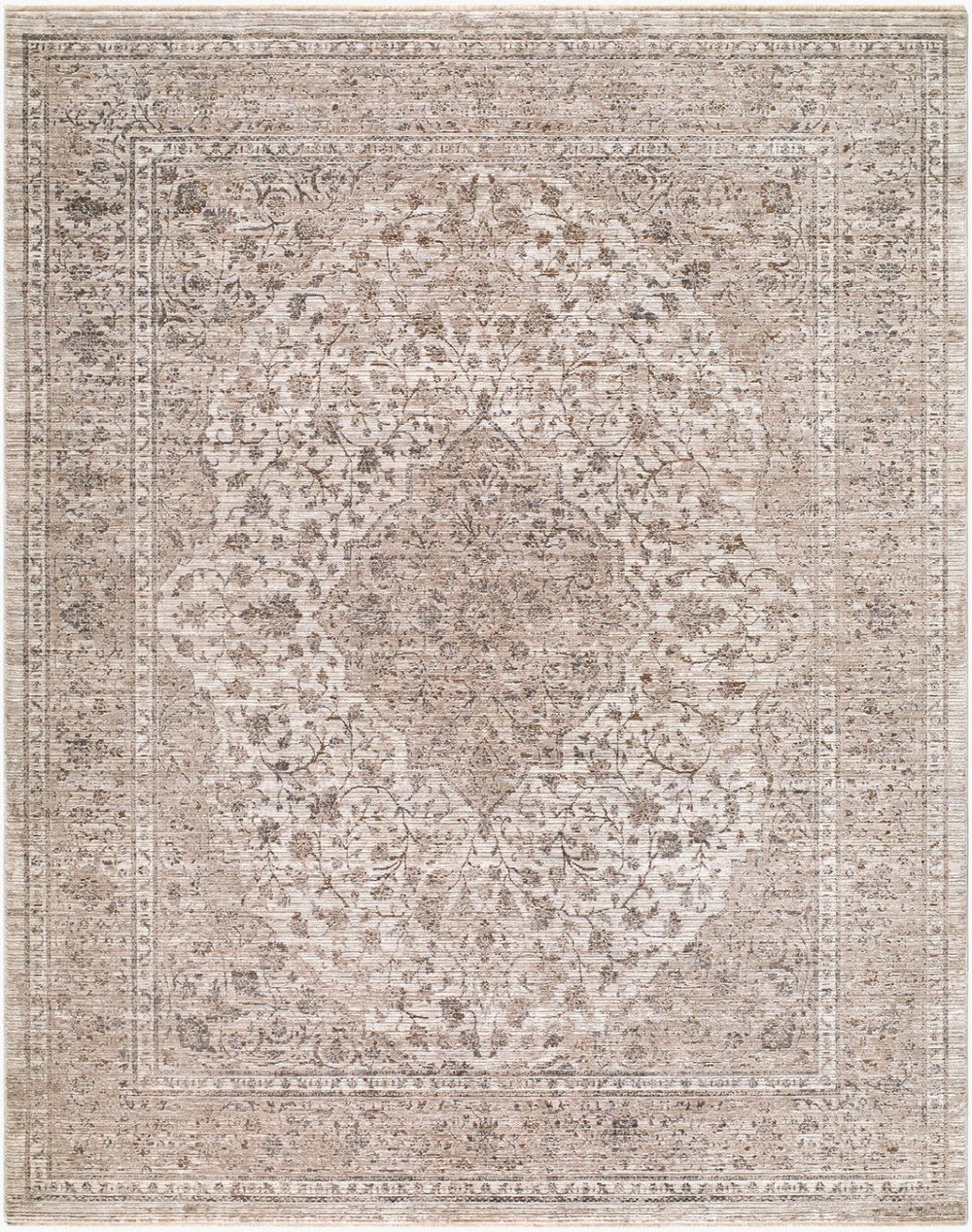 Livabliss Demre Traditional Fringe Polyester Area Rug Woven in Turkey for Living Dining Rooms Medium Gray, Wh 10' x 14' DMM2306-1014