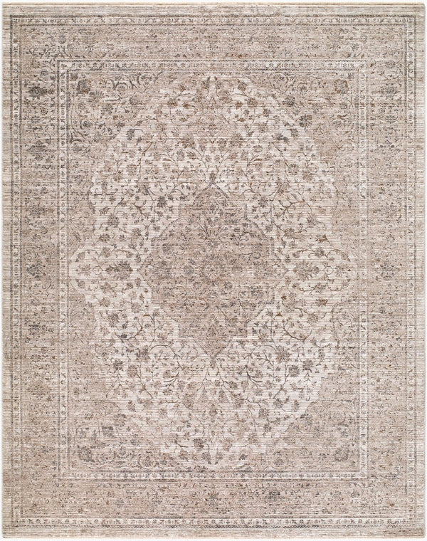 Livabliss Demre Traditional Fringe Polyester Area Rug Woven in Turkey for Living Dining Rooms Medium Gray, Wh 10' x 14' DMM2306-1014