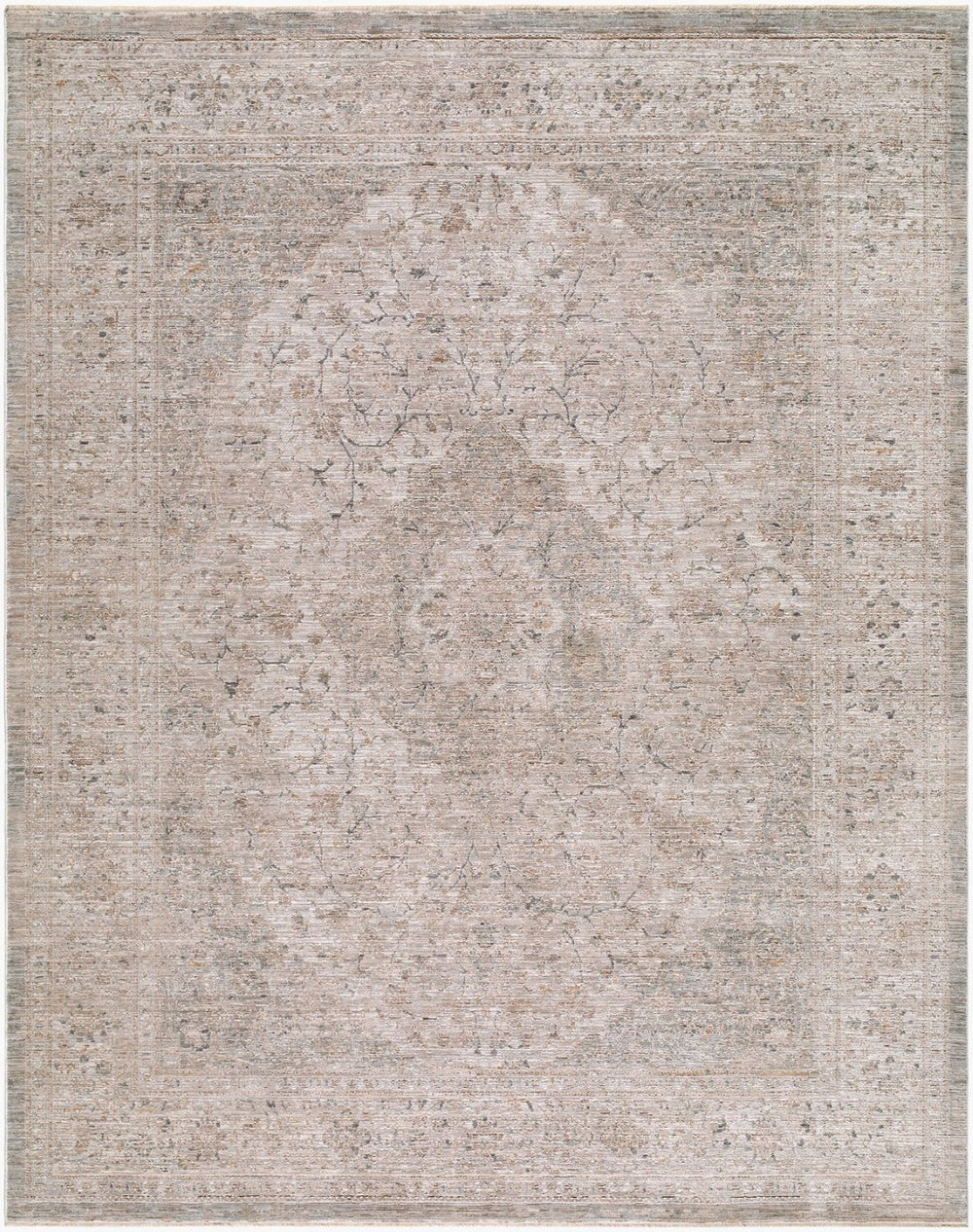 Livabliss Demre Traditional Fringe Area Rug Turkey Woven Polyester Medium Pile Living Room Medium Gray, Wh 6'7" x 9'4" DMM2307-6794