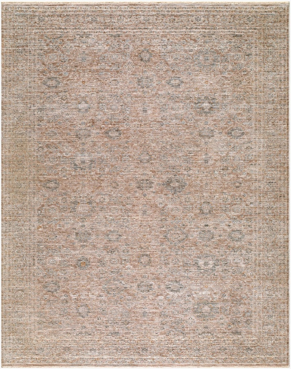 Livabliss Demre Medallion Fringe Area Rug Turkish Polyester Woven Living Room Floor Accent Medium Gray, Wh 10' x 14' DMM2308-1014