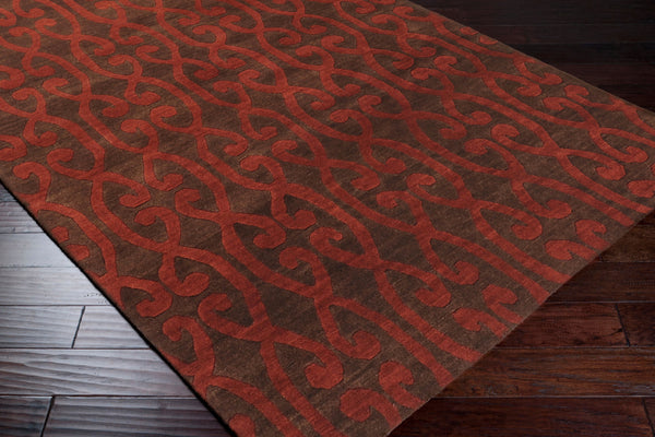 Surya Dimensions Handmade 2' X 3' Luxurious High Pile Wool Rug - Elegant Hand Knotted Design From India Rust Wool Dmn6601-23