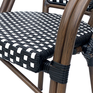 English Elm Bistro Wicker Outdoor Dining Chairs Set of Two with Rust Resistant Aluminum Frame Patio 72905.00BLK
