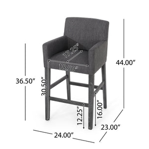 English Elm Upholstered Counter Stools Set of Two with Armrests Rubberwood Base Kitchen Island 71253.00CHAR-2