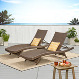 Christopher Knight Home® Wicker Chaise Lounge Set - 2 Outdoor Chairs, Faux Rattan, Aluminum Frame, Mix Mocha