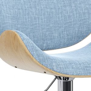 English Elm Marana - Stylish Adjustable Bentwood Swivel Bar Stool In Denim Blue With Chrome Base & Footrest B136P158932