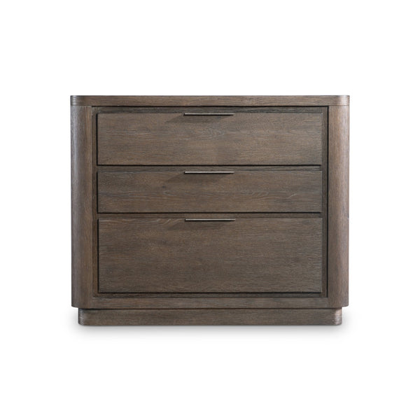 Bernhardt Bernhardt Outline Nightstand With 3 Soft-Close Drawers, Wire-Brushed Oak, Usb Charging, Modern Style 360231
