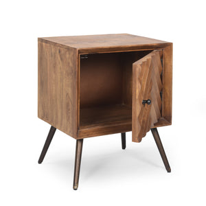 English Elm Christopher Knight Home® - WOODEN Mango Wood & Iron Cabinet with Chevron Door, Mid-Century Modern Accent Storage, 17.5"W 66489.00
