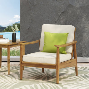 English Elm Christopher Knight Home® - Club Chairs Laurent Teak Finish Acacia Outdoor Chair, 500lb Capacity, Weather-Resistant Slat Design, Thick Cushion 68624.00BGE
