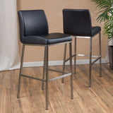 Christopher Knight Home® - Noble House - Vasos Black Leather Barstool - Set of 2