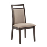 Homelegance By Top-Line Ramiro Espresso and Grey Linen Dining Chair (Set of 2) Brown Rubberwood