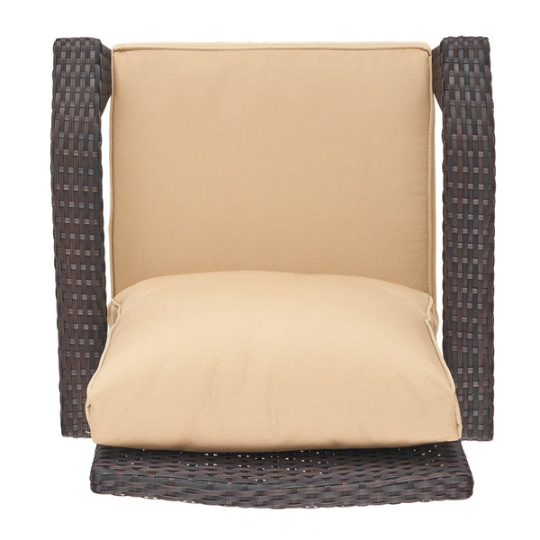 English Elm Christopher Knight Home® - HONOLULU Woven Rattan Club Chair Set — Durable PE Rattan & Iron Frame, Waterproof Fabric, Cozy Seating Brown+Tan 52918.00BRNMP2