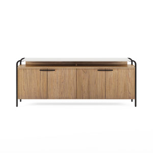A.R.T. Furniture Portico Contemporary Entertainment Console With Adjustable Shelves & Soft-close Doors In Two Tones Brown, White Parawood Solids,Mindi Veneers,Resin,Steel 323423-3351