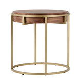 Piper Round End Table with Gold Metal Base