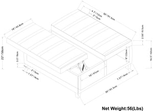 English Elm Ellis - Versatile Coffee Table Storage Ottoman In Distressed Brown Faux Leather For Modern Living B136P159159