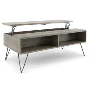 English Elm Hunter Lift Top Coffee Table - Handcrafted Grey Mango Wood With Storage & Industrial Style Legs B136P158729