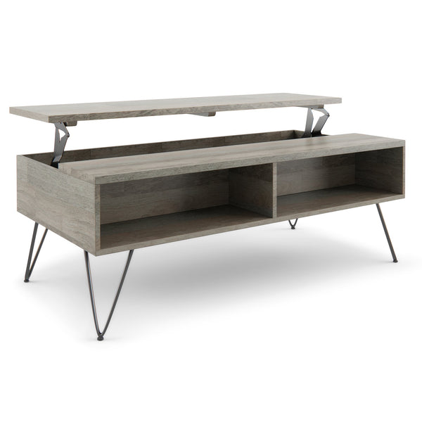 English Elm Hunter Lift Top Coffee Table - Handcrafted Grey Mango Wood With Storage & Industrial Style Legs B136P158729