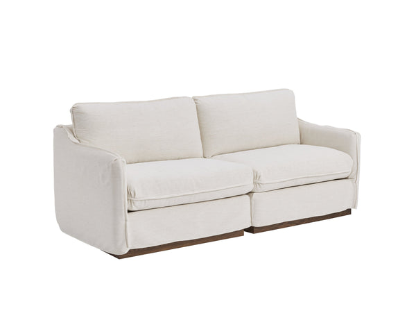 A.R.T. Furniture Alias Modular Sectional Sofa With Luxurious Slipcovers And Light Oak Frame For Chic Living Spaces White Slipcover In A Polyester,Linen Blend Fabric,In A Vanilla Coloration 761509-5302s32