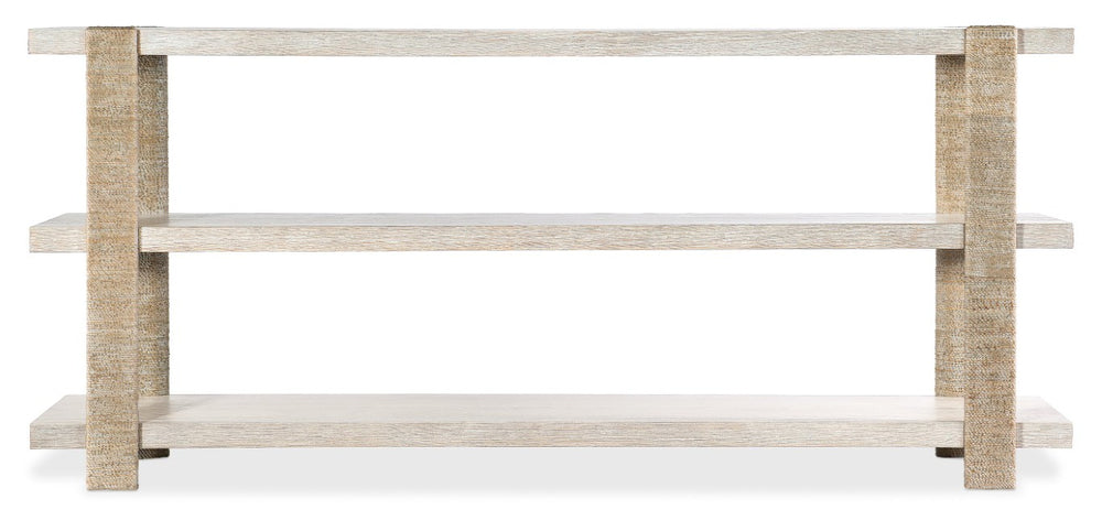 Hooker Furniture Commerce Oak Veneer Console Table With Rope-Wrapped Supports, Two Shelves, Coastal Casual Charm 7228-85034-80