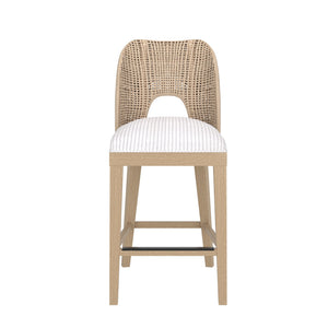 A.R.T. Furniture Frame Woven Counter Stool - Modern Design With Natural Cane Back & Striped Upholstered Seat, Chic Look Brown Ash & Poplar Solid,Plank,Effect Flakey & Quarter,Sawn Oak Veneer,Cane,Foam,Fabric 278209-2335cl