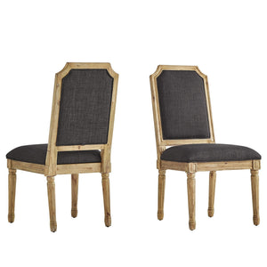 Homelegance By Top-Line Mayer Arched Linen and Wood Dining Chairs (Set of 2) Dark Grey Rubberwood