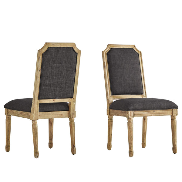Homelegance By Top-Line Mayer Arched Linen and Wood Dining Chairs (Set of 2) Dark Grey Rubberwood