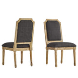 Homelegance By Top-Line Mayer Arched Linen and Wood Dining Chairs (Set of 2) Dark Grey Rubberwood