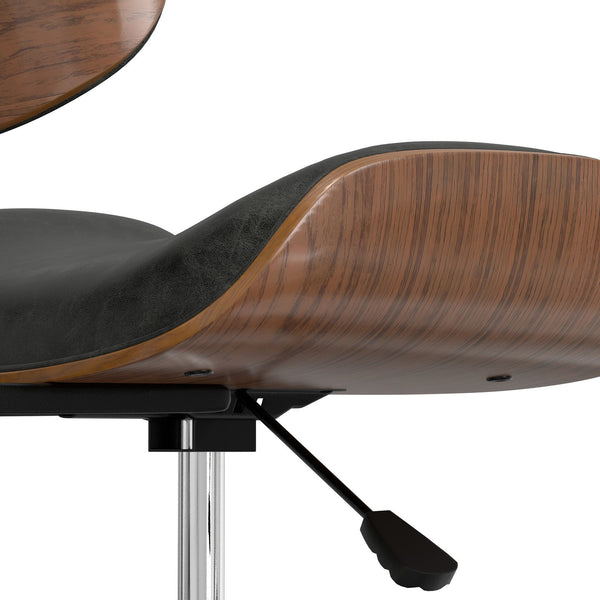 English Elm Dax Bentwood Office Chair with Tufted Vegan Faux Leather, Walnut Frame, Chrome Swivel Base Dark Gray B136P158583