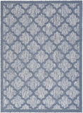 Nourison Easy Care NES01 Machine Made Flat Weave Solid Border Indoor/Outdoor Modern Outdoor Rug Denim Blue, Denim Blue 84% Polypropylene,16% Polyester 99446041401