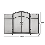 Christopher Knight Home® - Noble House - Brightwell Modern Iron Folding Fireplace Screen with Door and Tools, Matte Black