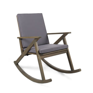 English Elm Christopher Knight Home® - GUS Acacia Wood Rocking Chair with Anti-Rollover Design, Smooth Curves for Indoor & Outdoor Comfort Grey 48.25 L x 29 W x 8.5 H 62436.00GGRY