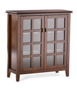 English Elm Artisan Medium Storage Cabinet – Handcrafted Russet Brown With Glass Doors For Stylish Organization B136P159470