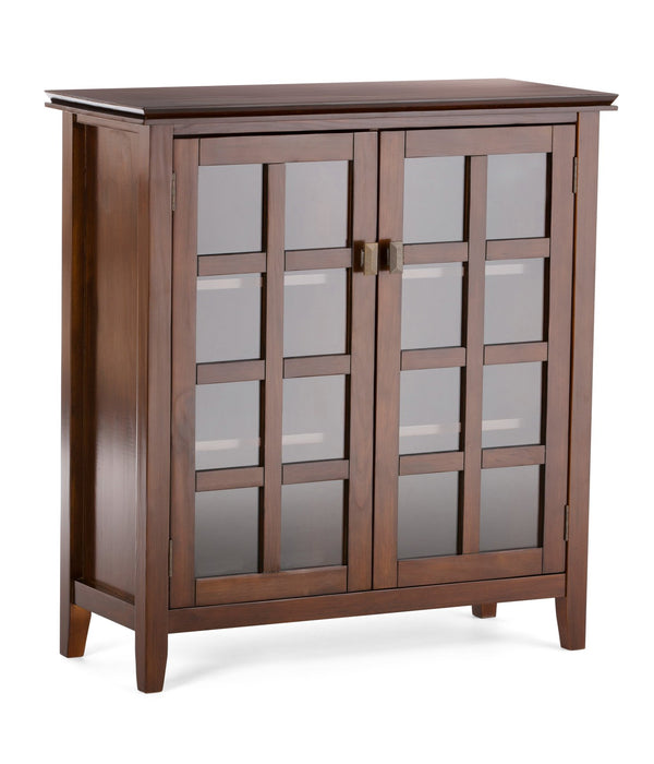 English Elm Artisan Medium Storage Cabinet – Handcrafted Russet Brown With Glass Doors For Stylish Organization B136P159470