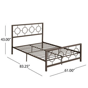 English Elm Christopher Knight Home® - QUEEN Copper Iron Metal Bed Frame – Low Profile Platform with Geometric Circular Design & Slats Support 63288.00HMCOP-Q