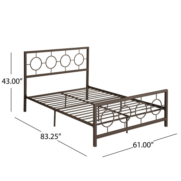 English Elm Christopher Knight Home® - QUEEN Copper Iron Metal Bed Frame – Low Profile Platform with Geometric Circular Design & Slats Support 63288.00HMCOP-Q