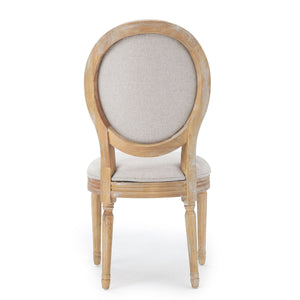 English Elm Kd French Country Rubberwood Dining Chairs Fluted Legs Padded Seat Set of 2 Beige 60352.00GRE